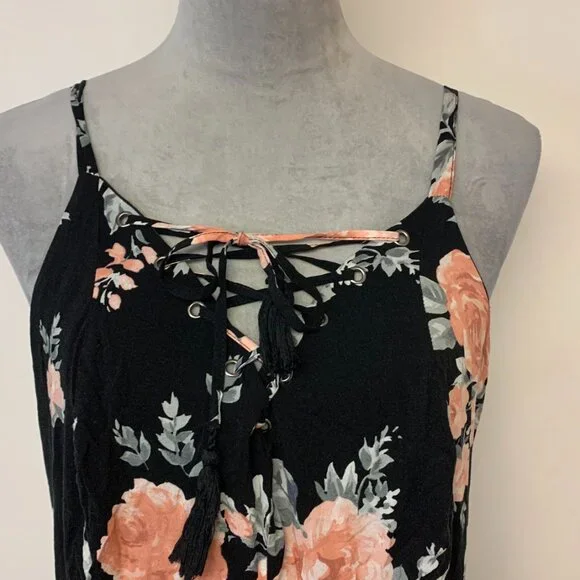 Torrid Dress Womens Size 18/20 Maxi Black Floral Dark Cottagecore Vacation - Picture 5 of 12